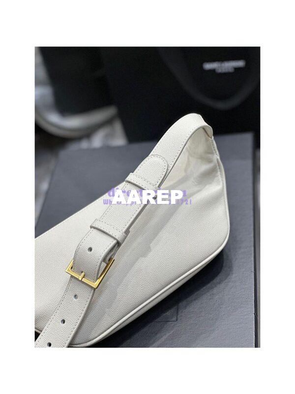 Replica YSL Saint Laurent Cassandre Classic Belt Bag In Grain De Poudre Embossed Leather 589959 White 12