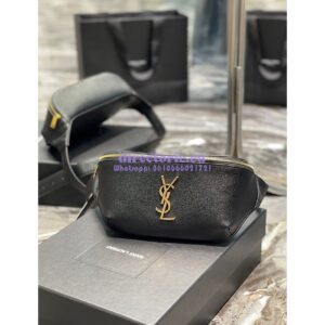 Replica YSL Saint Laurent Cassandre Classic Belt Bag In Grain De Poudre Embossed Leather 589959 Black 2