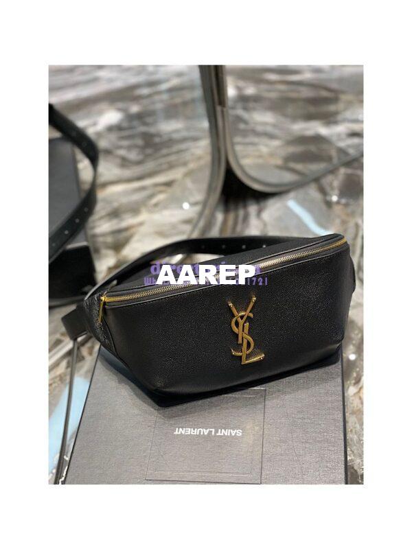 Replica YSL Saint Laurent Cassandre Classic Belt Bag In Grain De Poudre Embossed Leather 589959 Black 5
