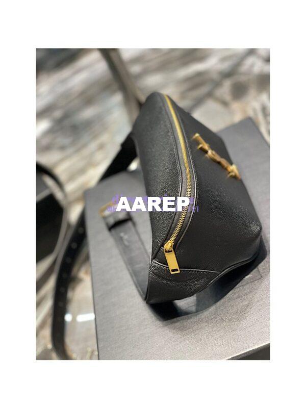 Replica YSL Saint Laurent Cassandre Classic Belt Bag In Grain De Poudre Embossed Leather 589959 Black 6