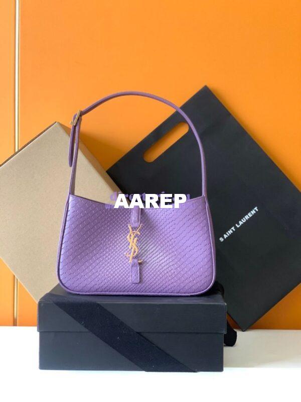 Replica YSL Saint Laurent Le 5 à 7 in purple python hobo bag 657228 12