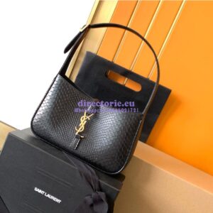 Replica YSL Saint Laurent Le 5 à 7 in black python hobo bag 657228