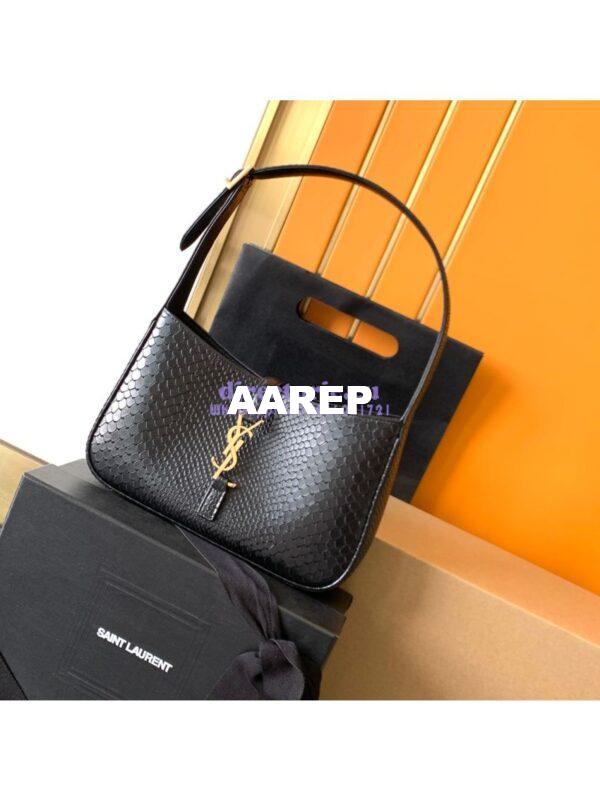 Replica YSL Saint Laurent Le 5 à 7 in black python hobo bag 657228