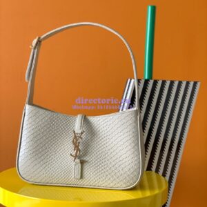 Replica YSL Saint Laurent Le 5 à 7 in ivory python hobo bag 657228 2