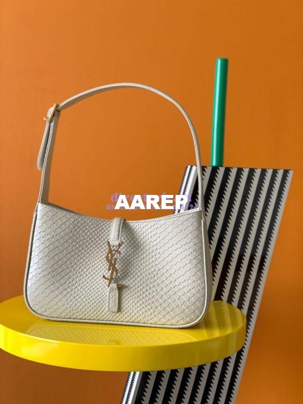 Replica YSL Saint Laurent Le 5 à 7 in ivory python hobo bag 657228 2
