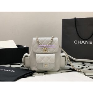 Replica Chanel Small Backpack Grained Shiny Calfskin AS4399 White 2