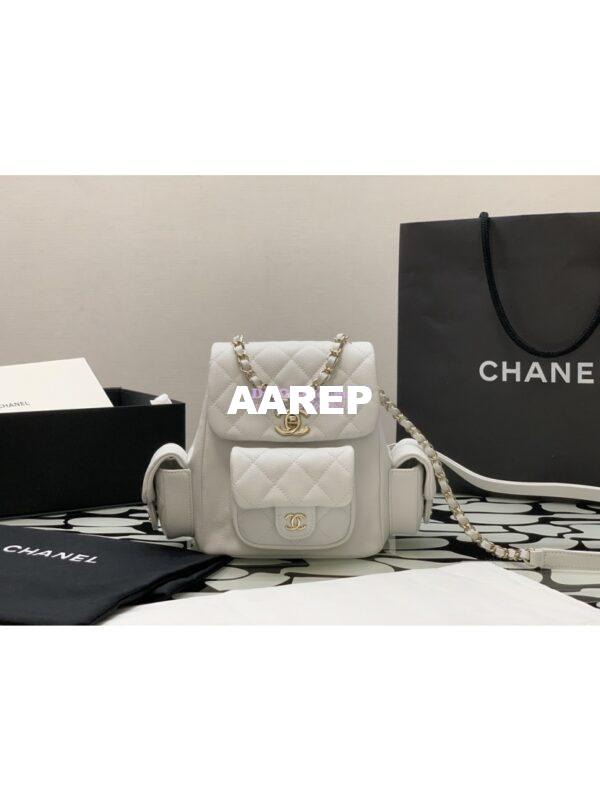 Replica Chanel Small Backpack Grained Shiny Calfskin AS4399 White 2