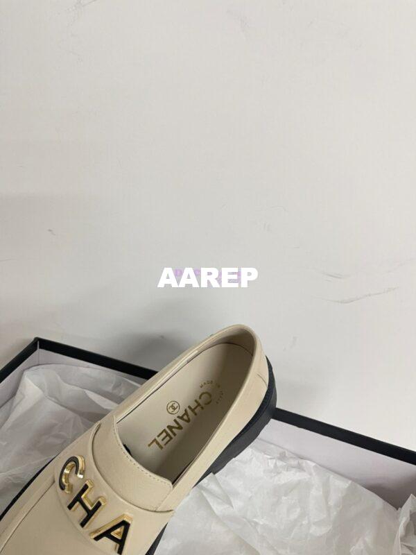 Replica Chanel 24P Logo Enamel Loafers Shiny Calfskin G45788 Creme 9