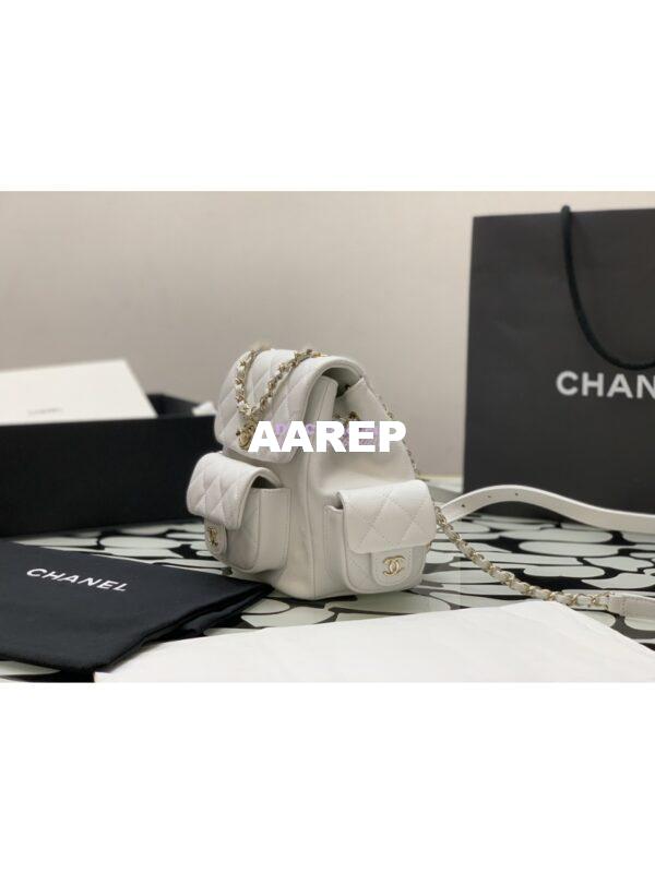 Replica Chanel Small Backpack Grained Shiny Calfskin AS4399 White 3