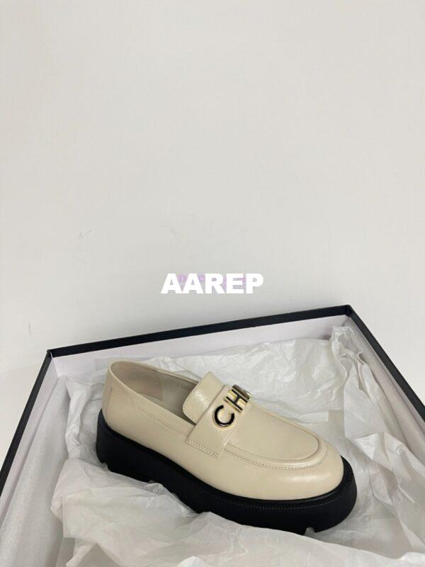Replica Chanel 24P Logo Enamel Loafers Shiny Calfskin G45788 Creme 10