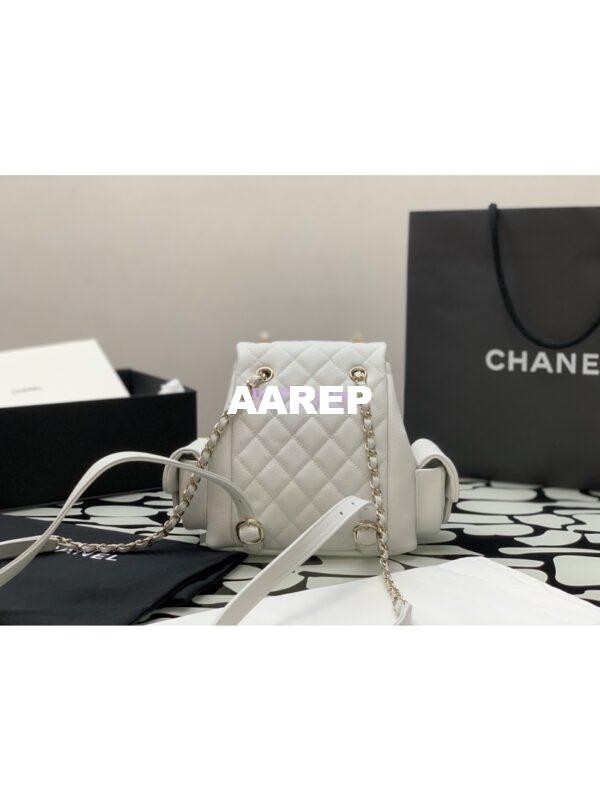 Replica Chanel Small Backpack Grained Shiny Calfskin AS4399 White 5