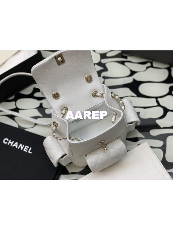Replica Chanel Small Backpack Grained Shiny Calfskin AS4399 White 6