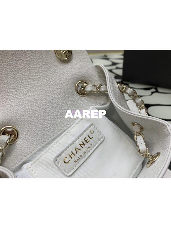 Replica Chanel Small Backpack Grained Shiny Calfskin AS4399 White 7