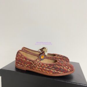 Replica Chanel 24P Mary Janes in Wool Tweed, Imitation Pearls, Strass G45778 Multicolor