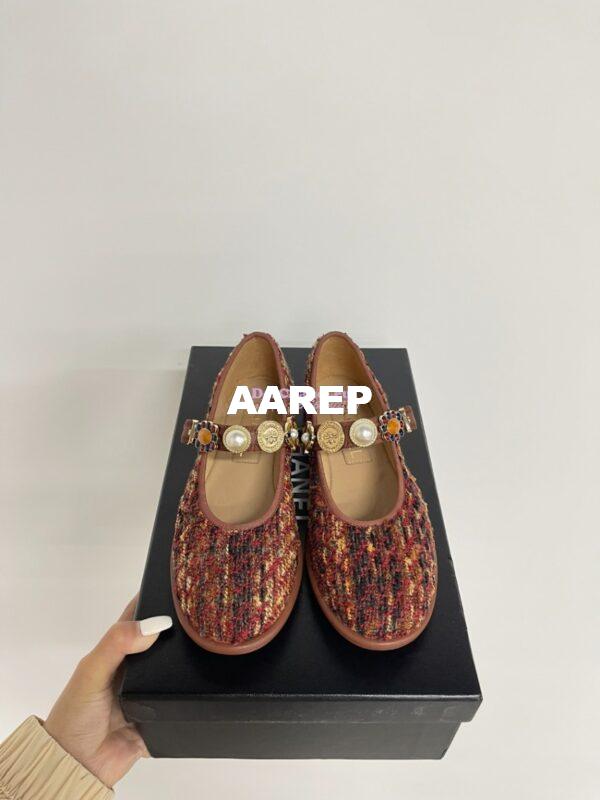 Replica Chanel 24P Mary Janes in Wool Tweed, Imitation Pearls, Strass G45778 Multicolor 4