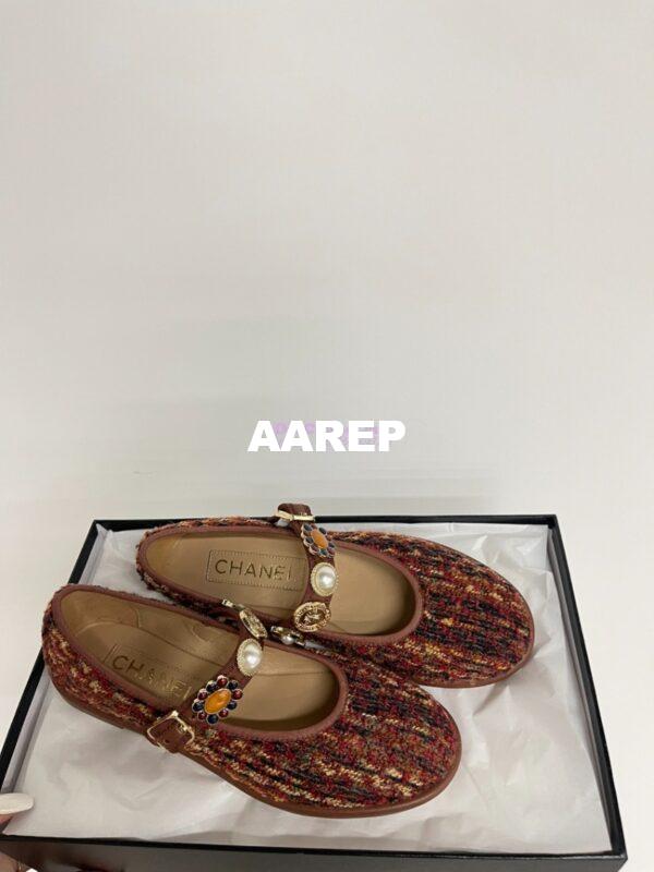 Replica Chanel 24P Mary Janes in Wool Tweed, Imitation Pearls, Strass G45778 Multicolor 6