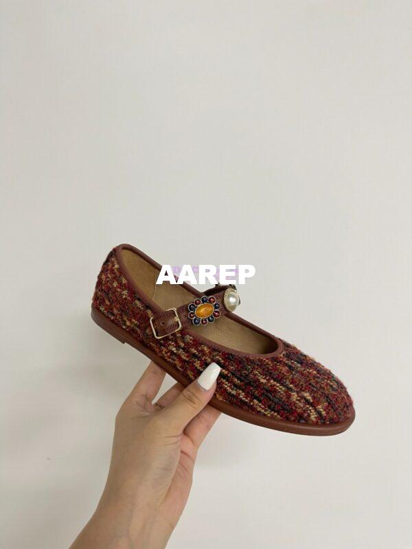 Replica Chanel 24P Mary Janes in Wool Tweed, Imitation Pearls, Strass G45778 Multicolor 7