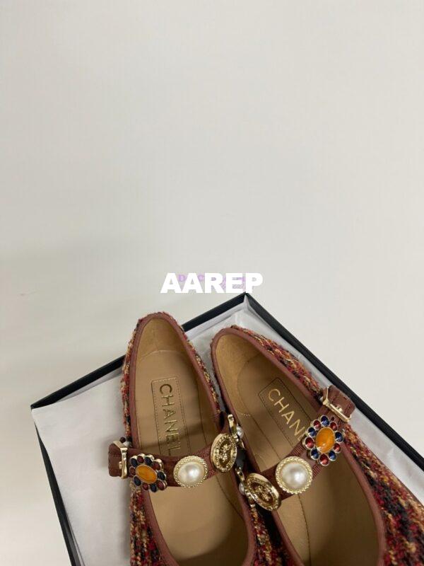 Replica Chanel 24P Mary Janes in Wool Tweed, Imitation Pearls, Strass G45778 Multicolor 8