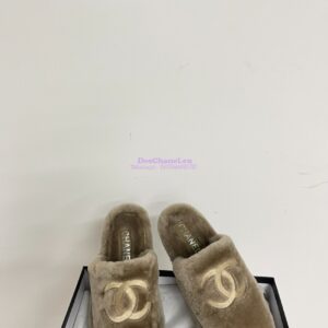Replica Chanel 24B Wool Slippers G45984 Taupe