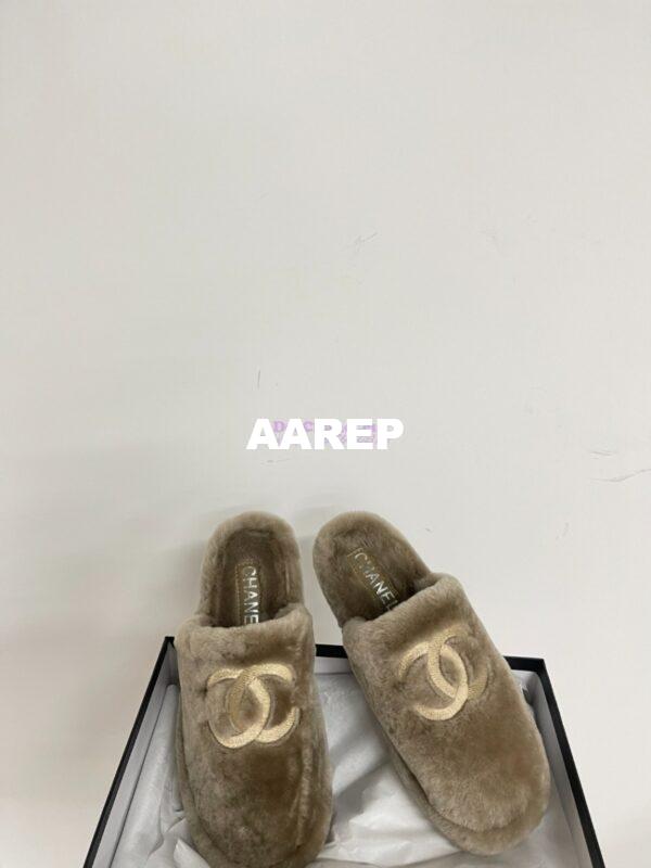 Replica Chanel 24B Wool Slippers G45984 Taupe