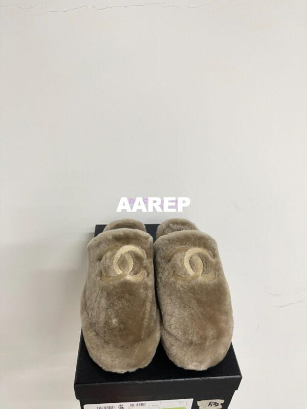 Replica Chanel 24B Wool Slippers G45984 Taupe 2