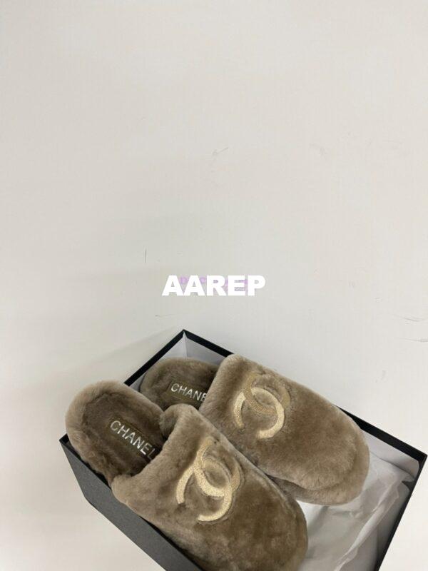Replica Chanel 24B Wool Slippers G45984 Taupe 7