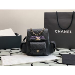 Replica Chanel Small Backpack Grained Shiny Calfskin AS4399 Black