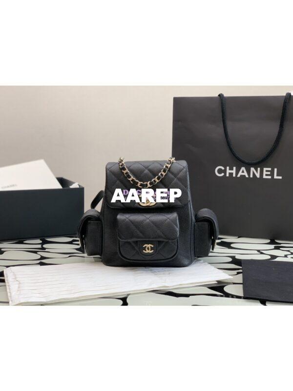 Replica Chanel Small Backpack Grained Shiny Calfskin AS4399 Black