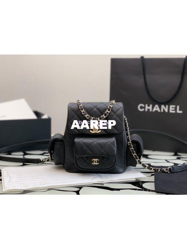 Replica Chanel Small Backpack Grained Shiny Calfskin AS4399 Black 2