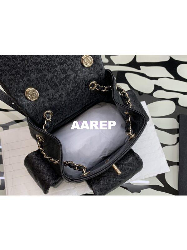 Replica Chanel Small Backpack Grained Shiny Calfskin AS4399 Black 4