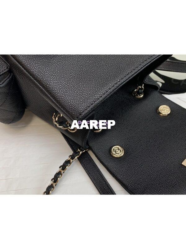 Replica Chanel Small Backpack Grained Shiny Calfskin AS4399 Black 5