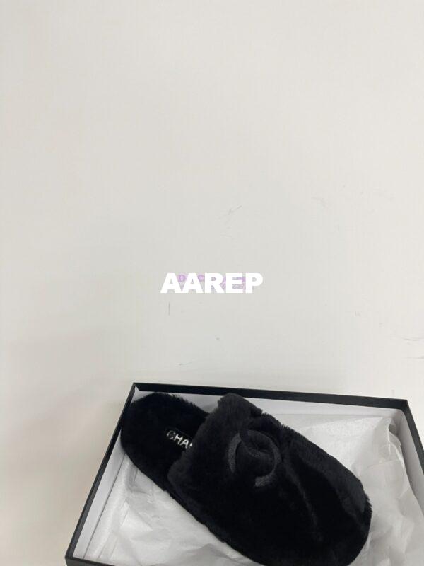 Replica Chanel 24B Wool Slippers G45984 Black 4