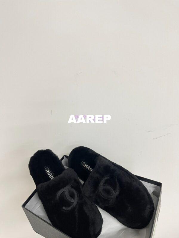 Replica Chanel 24B Wool Slippers G45984 Black 5