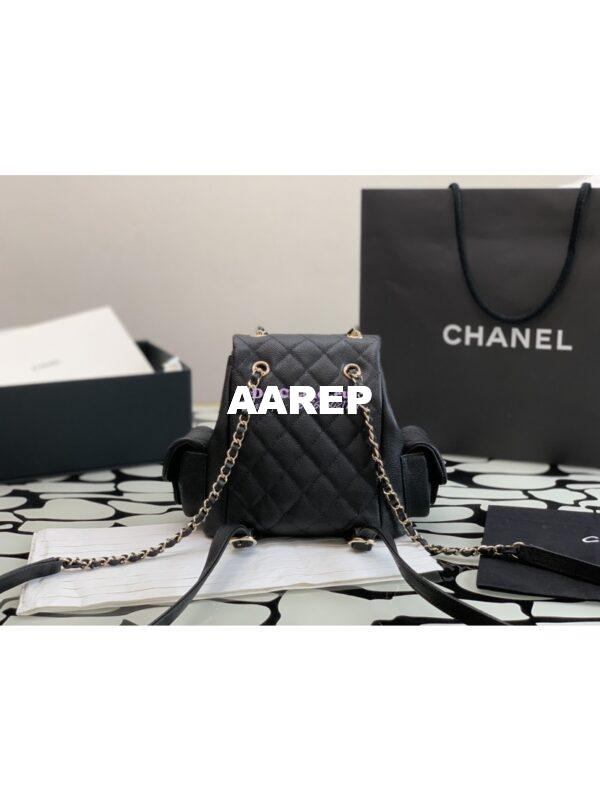 Replica Chanel Small Backpack Grained Shiny Calfskin AS4399 Black 8