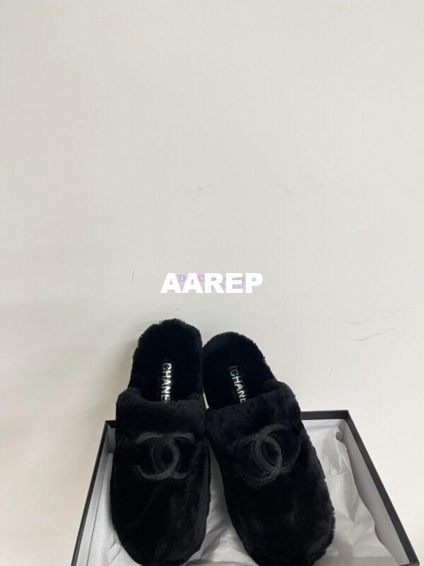 Replica Chanel 24B Wool Slippers G45984 Black 6
