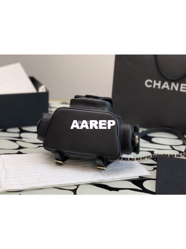 Replica Chanel Small Backpack Grained Shiny Calfskin AS4399 Black 9