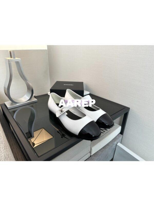 Replica Chanel Mary Jane Patent Calfskin Shoes G45280 White Black 4