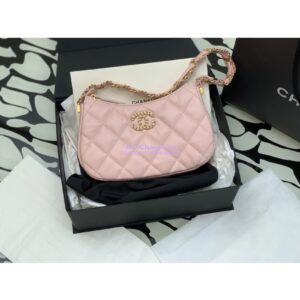 Replica Chanel 23K New Large Hobo Bag Lambskin Gold Hardware AS4422 Light Pink