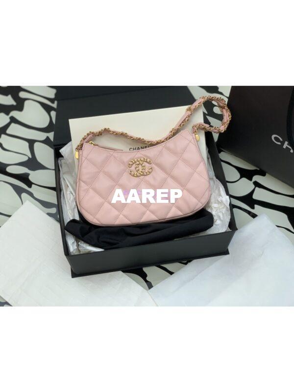 Replica Chanel 23K New Large Hobo Bag Lambskin Gold Hardware AS4422 Light Pink 3