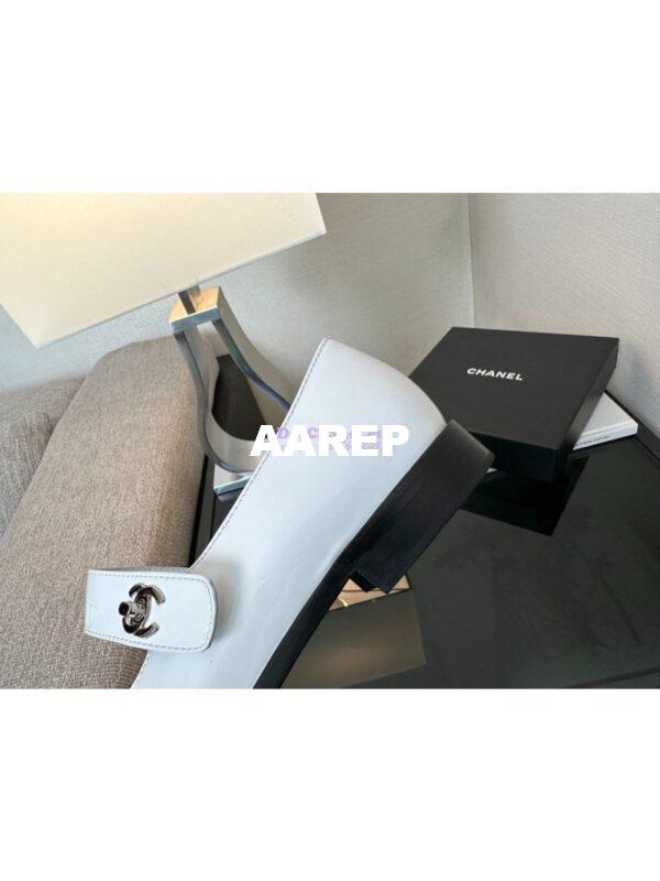 Replica Chanel Mary Jane Patent Calfskin Shoes G45280 White Black 7