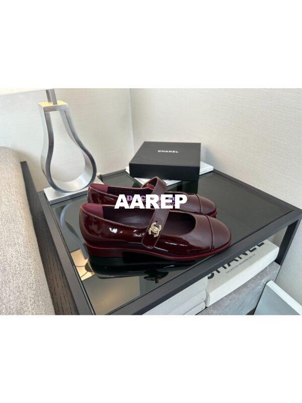 Replica Chanel Mary Jane Patent Calfskin Shoes G45280 Dark Burgundy 3