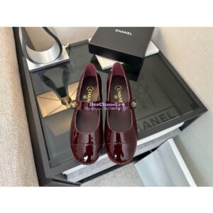 Replica Chanel Mary Jane Patent Calfskin Shoes G45280 Dark Burgundy 2