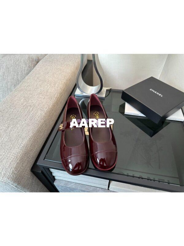Replica Chanel Mary Jane Patent Calfskin Shoes G45280 Dark Burgundy 5