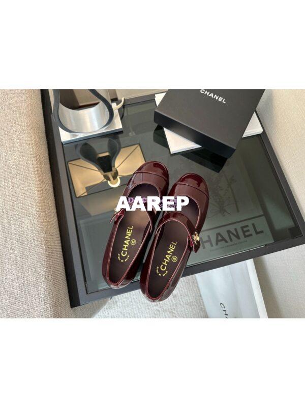 Replica Chanel Mary Jane Patent Calfskin Shoes G45280 Dark Burgundy 6