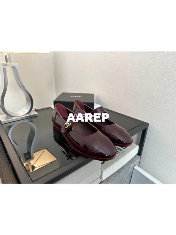 Replica Chanel Mary Jane Patent Calfskin Shoes G45280 Dark Burgundy 7