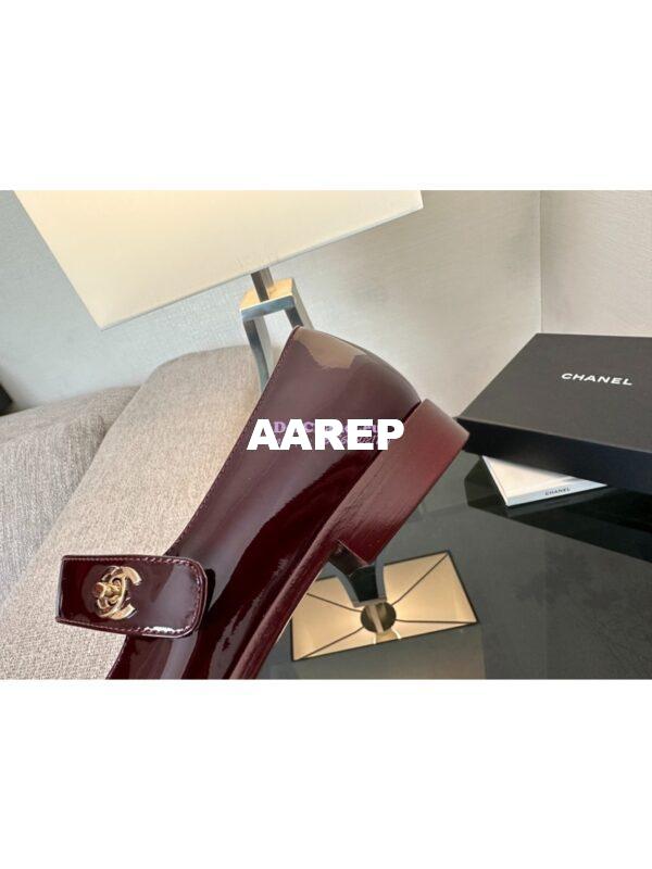Replica Chanel Mary Jane Patent Calfskin Shoes G45280 Dark Burgundy 8