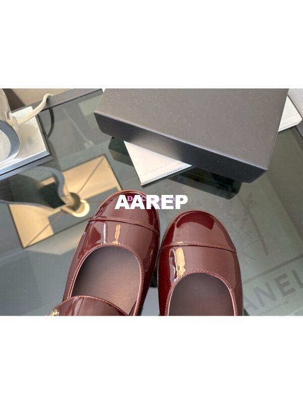 Replica Chanel Mary Jane Patent Calfskin Shoes G45280 Dark Burgundy 9