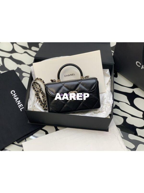 Replica Chanel Mini Boy Bag in Shiny Calfskin AS4469 Black