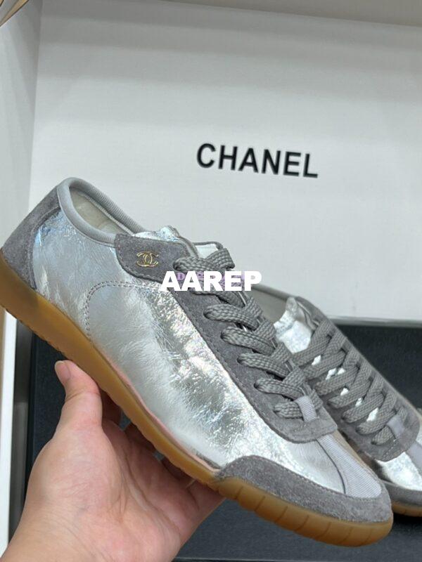 Replica Chanel 24P Calfskin & Suede Calfskin Trainers G45998 Silver