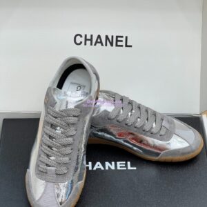 Replica Chanel 24P Calfskin & Suede Calfskin Trainers G45998 Silver 2